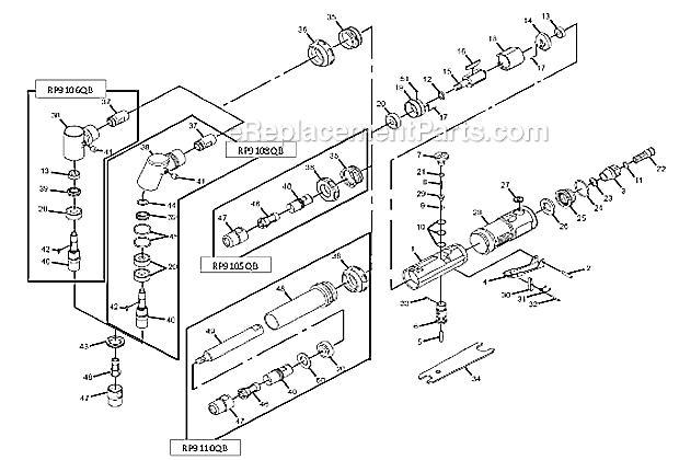 Page A Diagram and Parts List for CP9110 6151959110 Chicago Pneumatic Angle Grinder